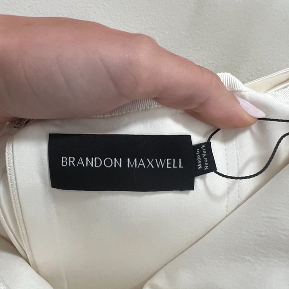 Brandon Maxwell Bridal Collection Silk Off-The-Shoulder Gown Sz 4 - Picture 7 of 15